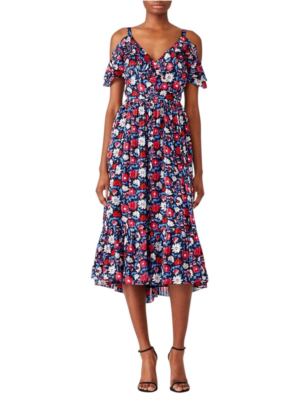 Kate Spade Navy Daisy Midi Dress 100% Silk Size 4 Flowy Floral